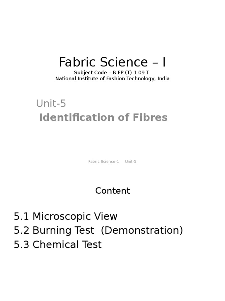 Identification of Fibres PDF Textiles Fibers