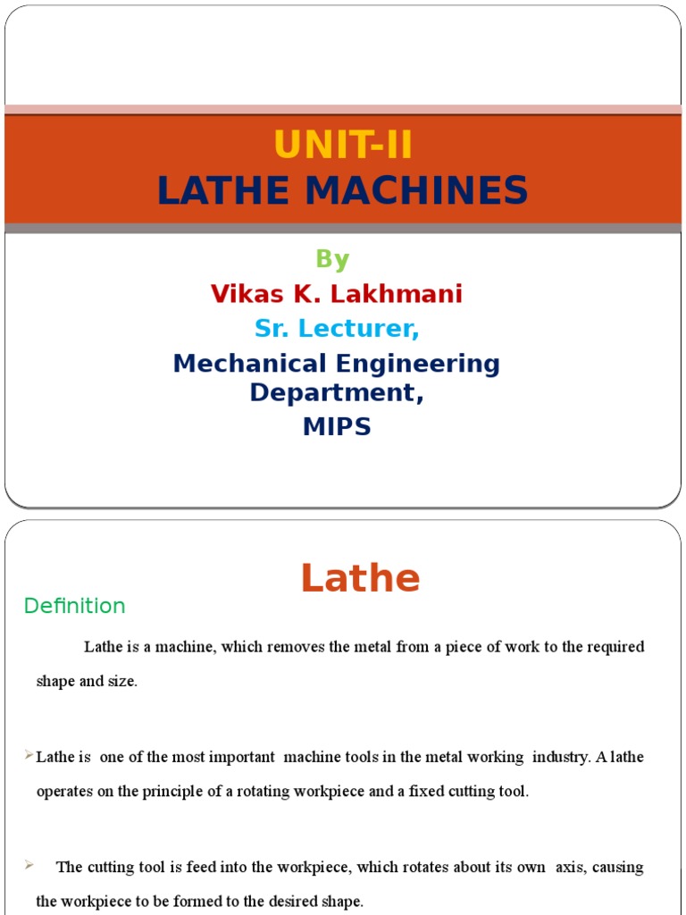 Lathe Machine & Operations PDF Machining Metalworking