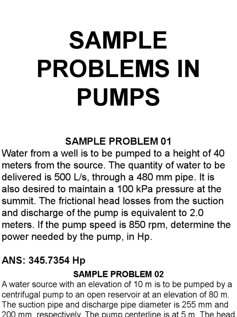 Problems in Pumps | PDF | Pump | Liquids