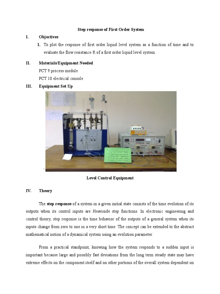 Step Response of First Order Systems | PDF | Control Theory | Systems ...