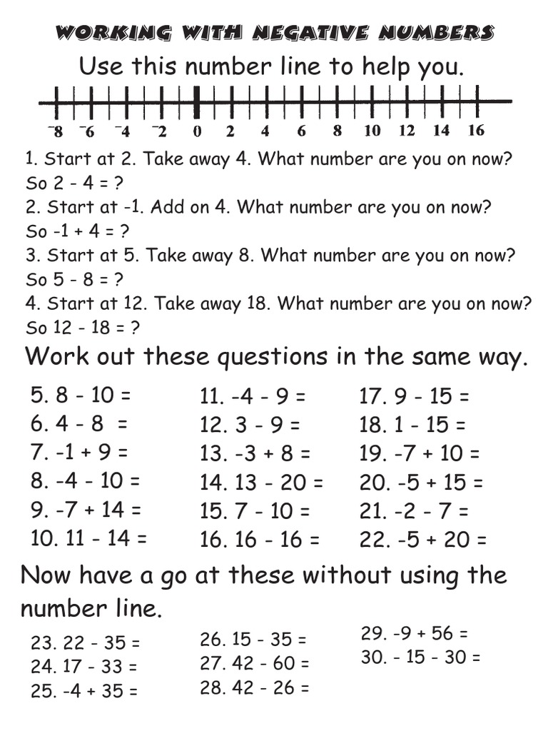 Solving Negative Number Problems | PDF