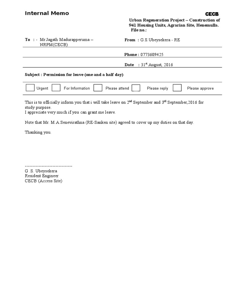 Leave Request for Study Purposes | PDF