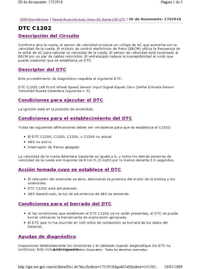 DTC C1202 | PDF | Sistema de freno antibloqueo | Science