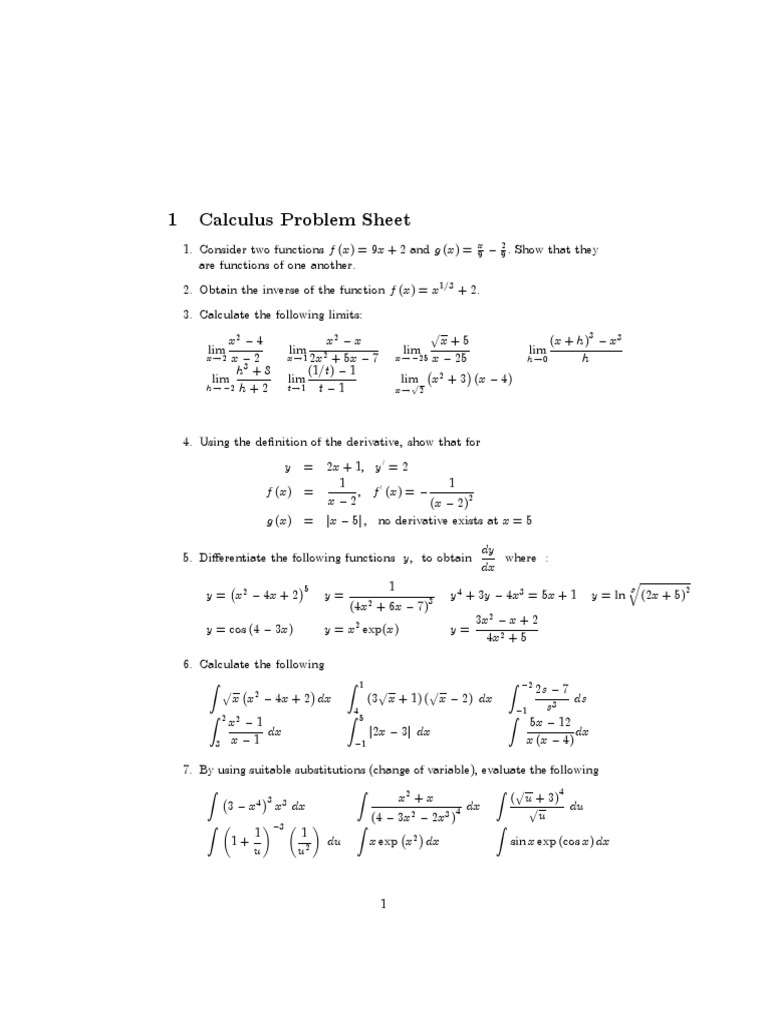 Mathematics Primer Exercises | PDF | Exponential Function | Derivative