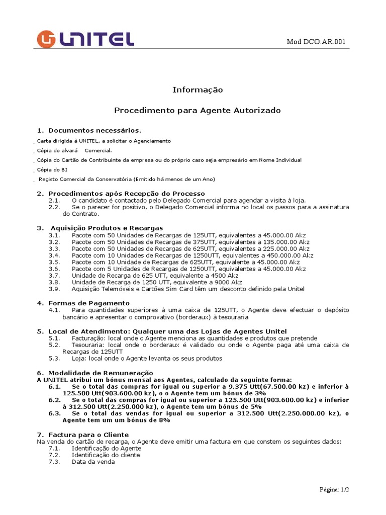 Procedimento para Agente Unitel | PDF | Business | Science