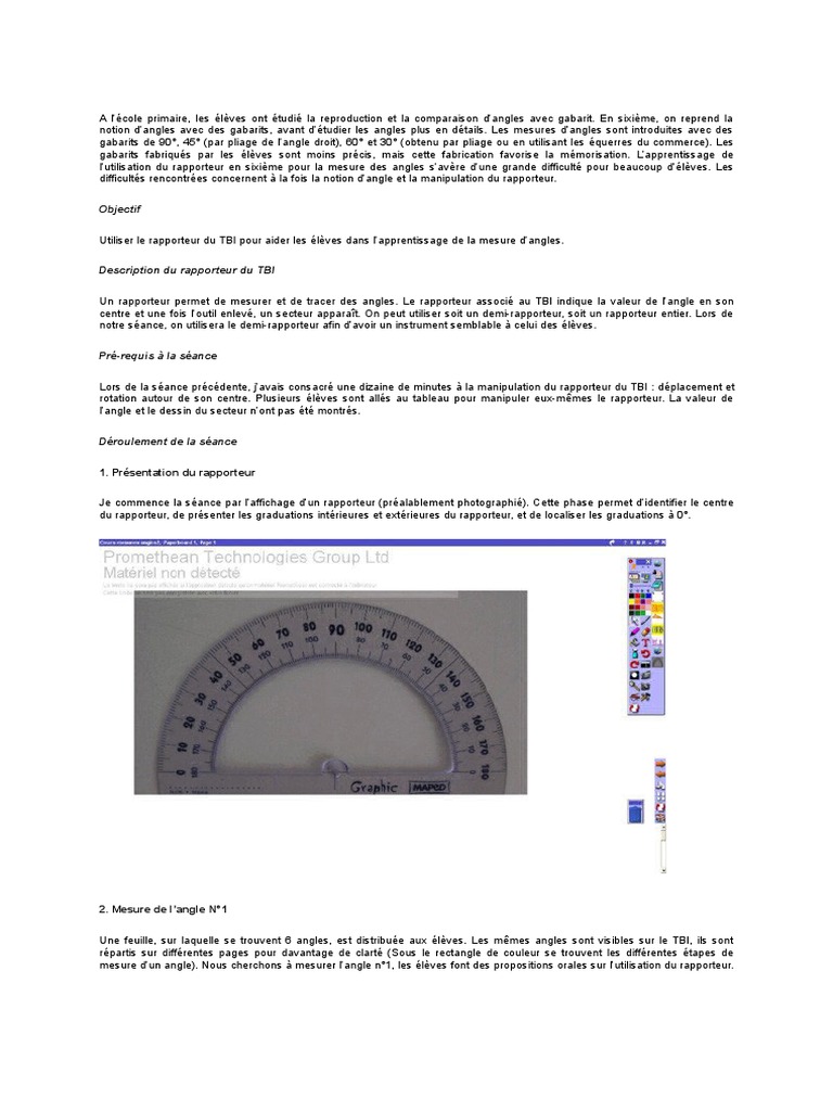 Utiliser un rapporteur en classe de sixième | PDF | Angle | Lecture ...