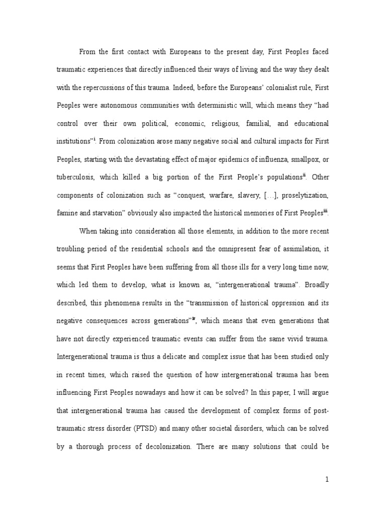Paper On Intergenerational Trauma | PDF | Psychological Trauma | First ...