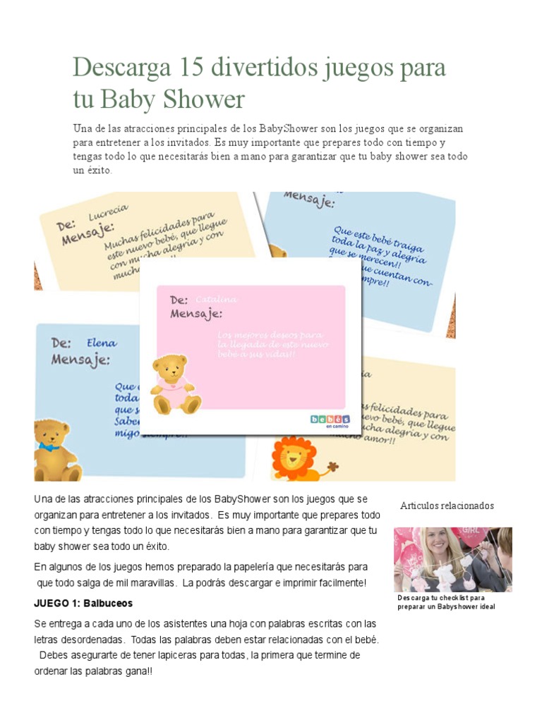 Programas De Baby Shower Para Imprimir