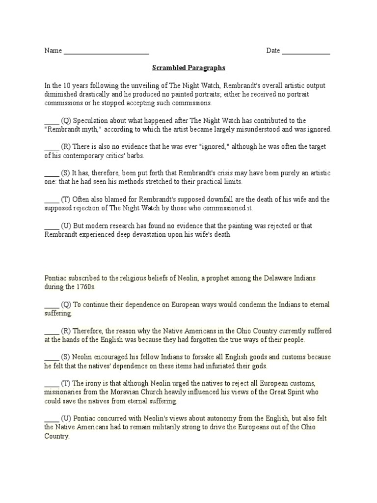SHSAT Scrambled Paragraphs Practice PDF Evolution Nucleic Acids