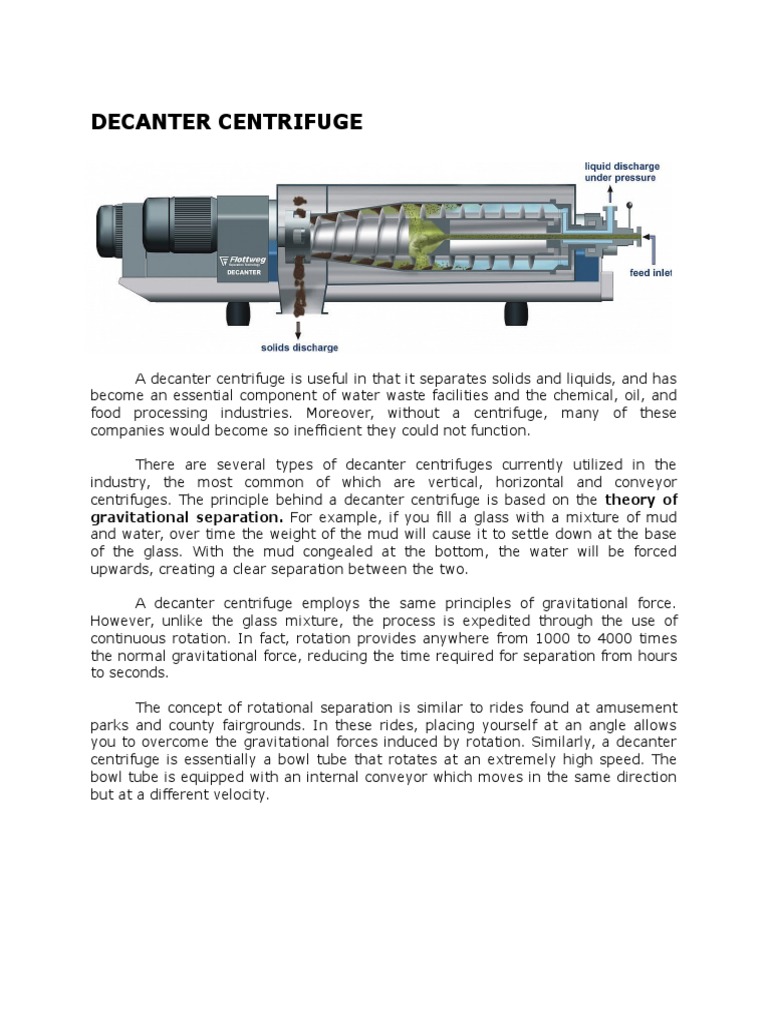 Decanter Centrifuge PDF Centrifuge Filtration