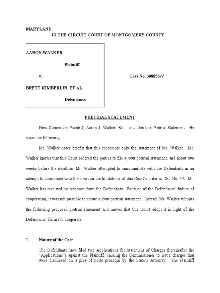 Pretrial Statement02 Discovery (Law) Deposition (Law)