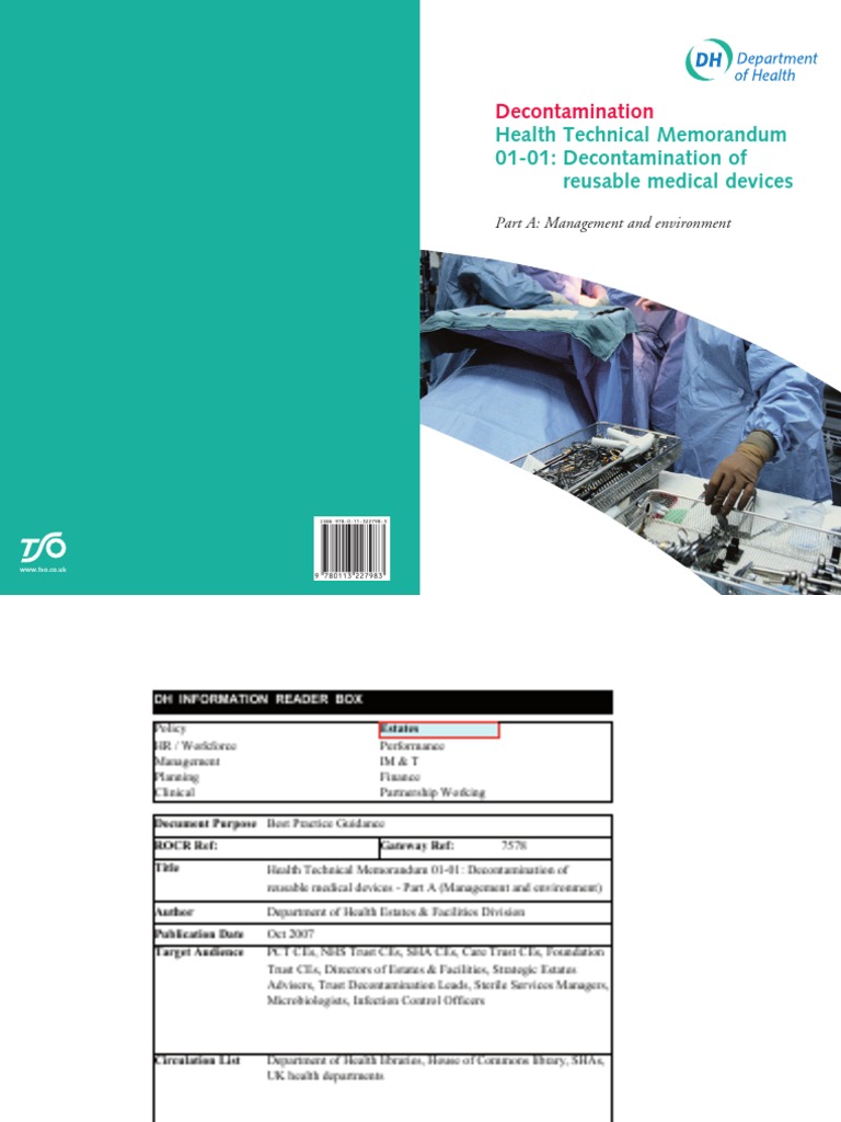 HTM 01 01 Part A Decontamination | PDF | Medical Device | Regulatory ...