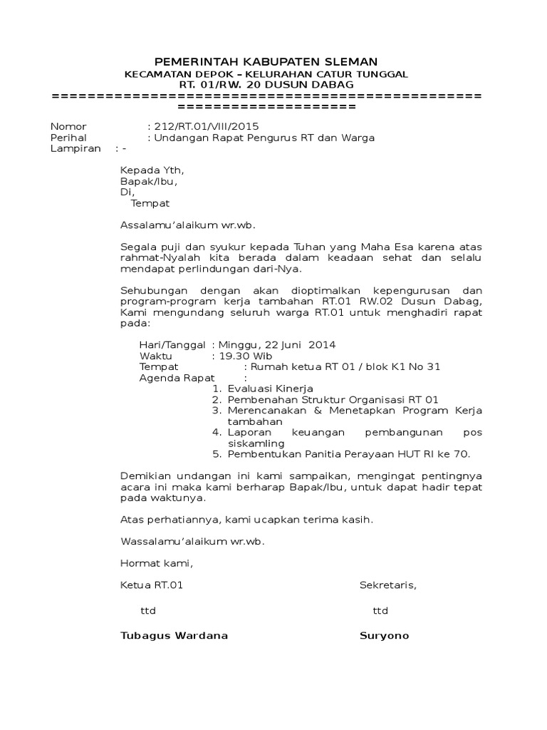 Contoh Surat Undangan Rapat Dan Cara Mudah Membuatnya