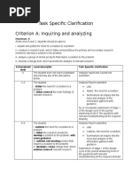 Task Specific Clarification Criterion A: Inquiring and Analyzing