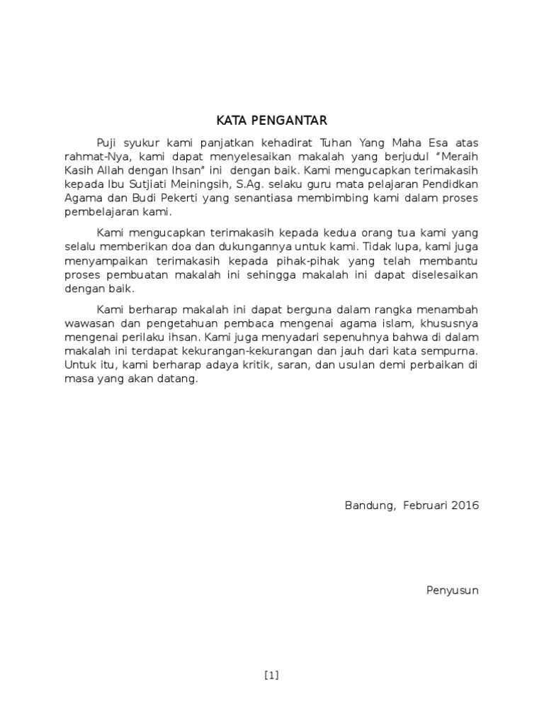 Kata Pengantar Makalah Pai