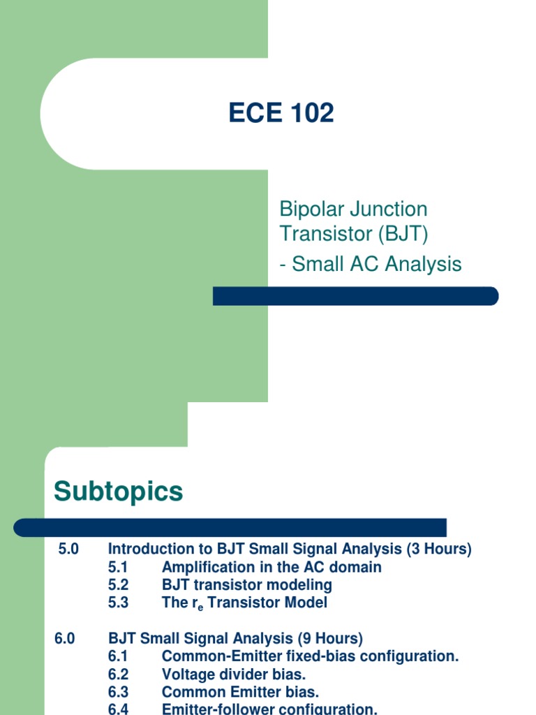 BJT Small Signal Analysis Techniques | PDF | Bipolar Junction ...
