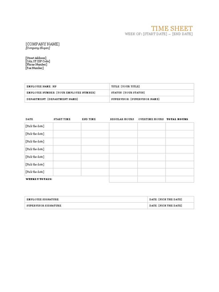 Employee Weekly Time Sheet | PDF | Business | Finance & Money Management