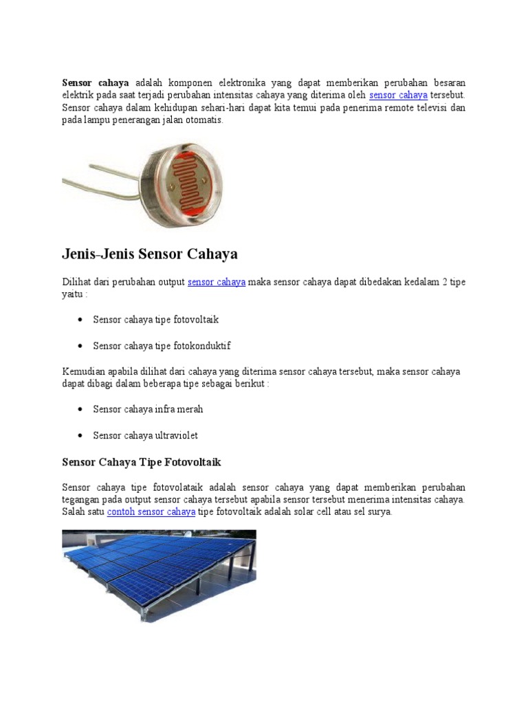 Jenis dan Fungsi Sensor Cahaya | PDF
