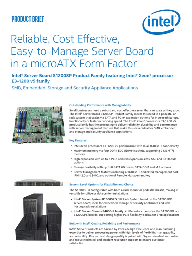 Server Board s1200sp Brief PDF Usb Intel