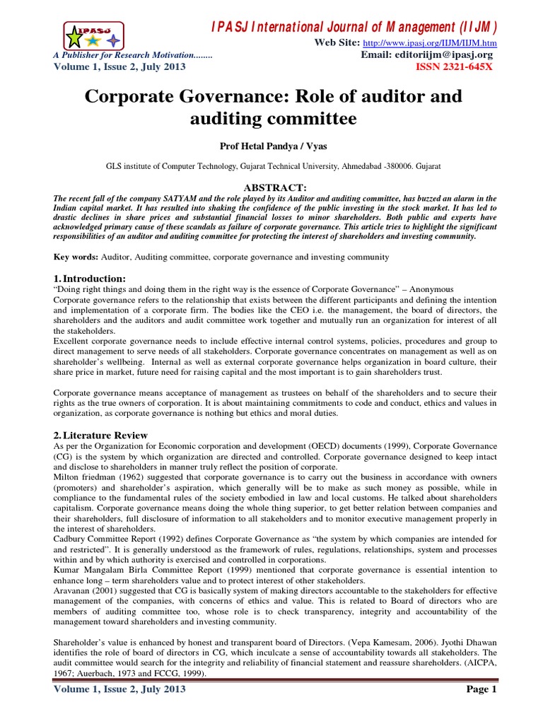 The Vital Role of Auditors and Audit Committees in Ensuring Corporate ...