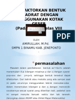 Memfaktorkan Bentuk Kuadrat Dengan Menggunakan Kotak Geser Simpo Igi