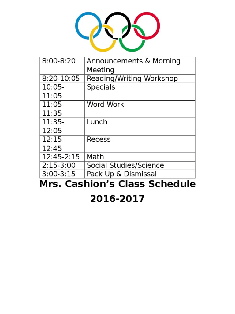 Cashion 20162017 Schedule PDF