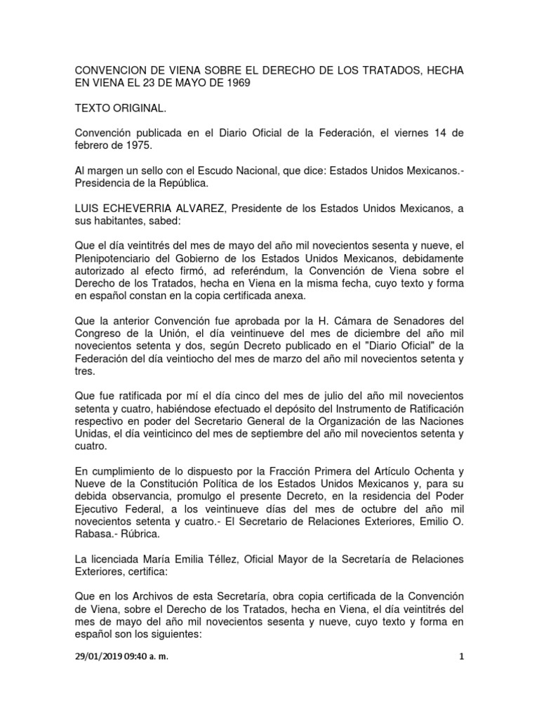 Convención de Viena sobre el Derecho de los Tratados, hecha en Viena el