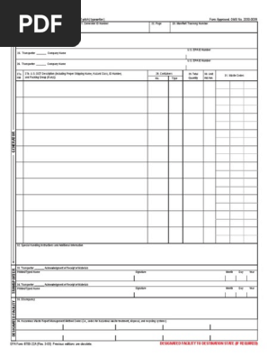 Fillable pdf EPA Hazardous Waste Manifest Continuation Sheet Template: EPA Form 8700-22A, Fillable, Print, Share, Blank