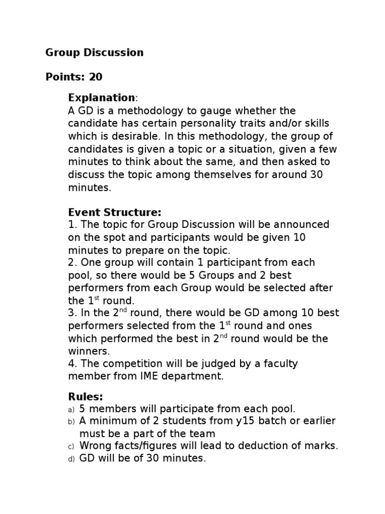 Group Discussion Guidelines | PDF
