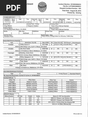Incident Reports involving Bryson White, Mason, OH