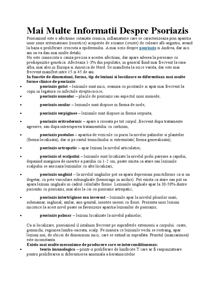 Mai Multe Informatii Despre Psoriazis