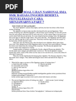 Contoh Soal Ujian Nasional Sma SMK Bahasa Inggris Beserta Penyelesaian Cara Menjawabnya Part 7