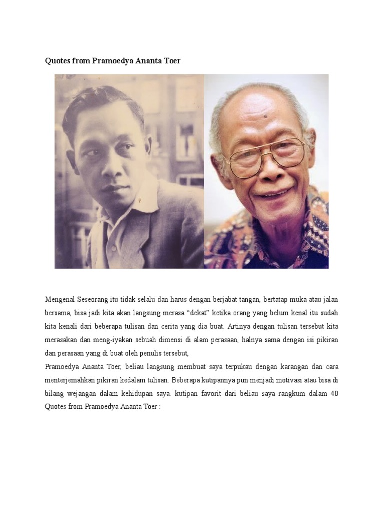 Quotes From Pramoedya Ananta Toer Pdf
