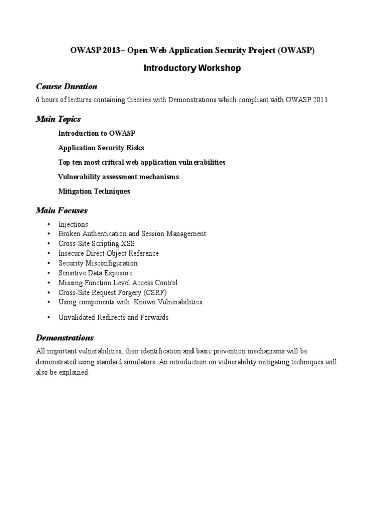 OWASP 2013 - Open Web Application Security Project (OWASP) Introductory ...