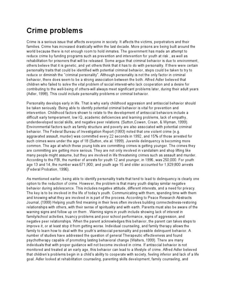Understanding Crime and Personality Traits | PDF | Juvenile Delinquency ...