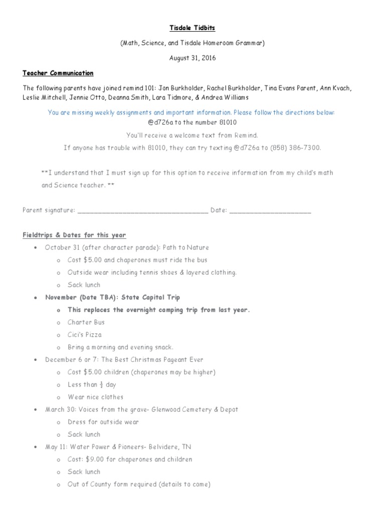 Tisdale Homeroom Updates & Assignments | PDF | Sports & Recreation ...