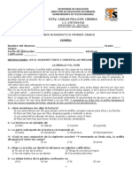 Español Examen Diagnostico 1er Grado 2016-2017