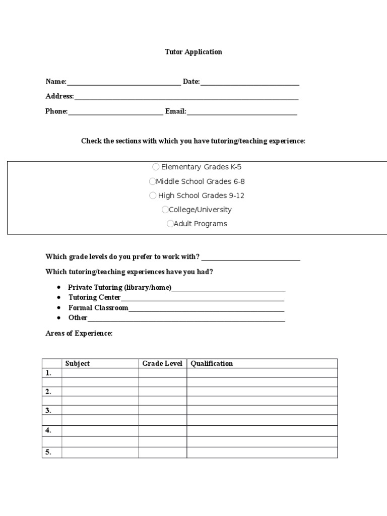Tutor Application 9116 | PDF | Career & Growth | Social Science