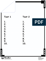 Test 1 1. 2. 3. 4. 5. 6. 7. 8. 9. 10. Test 2 1. 2. 3. 4. 5. 6. 7. 8. 9. 10