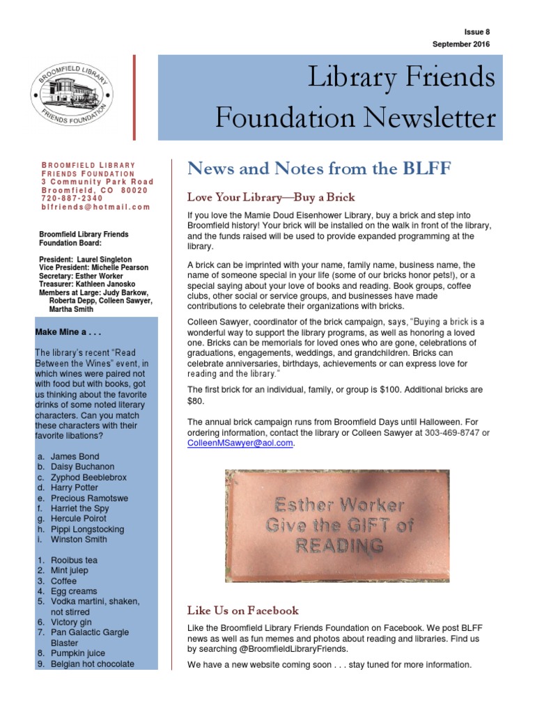Buy a Brick to Support Broomfield Library | PDF | General Fiction