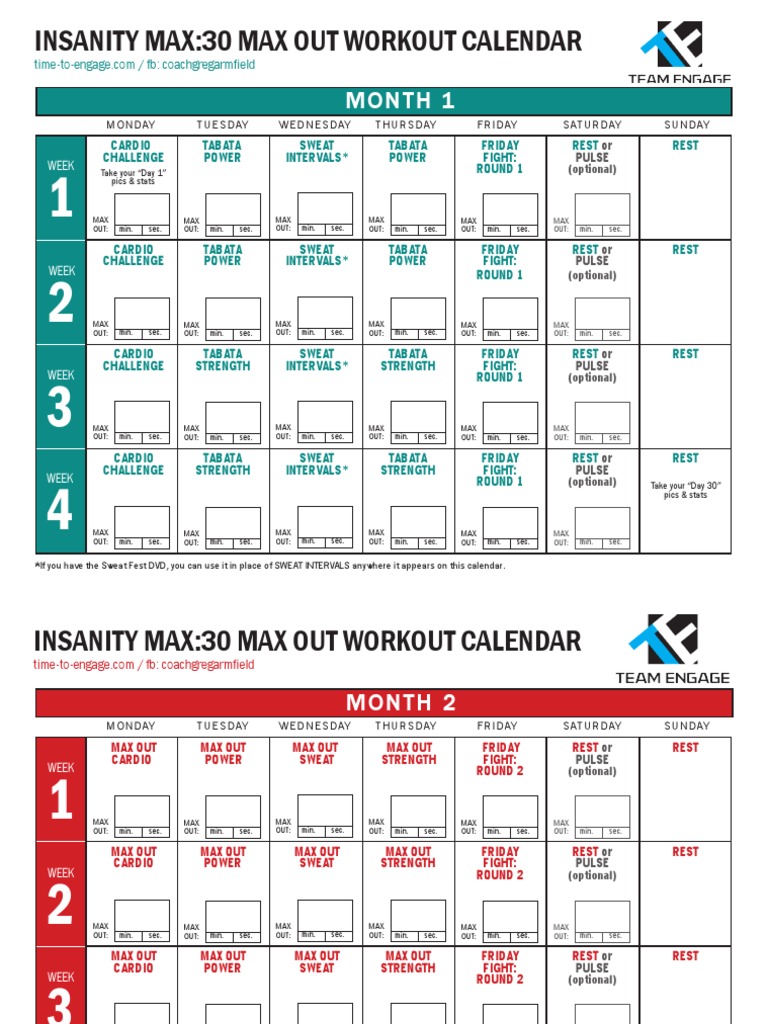 15 Minute Insanity Max 30 Workout Schedule for Weight Loss