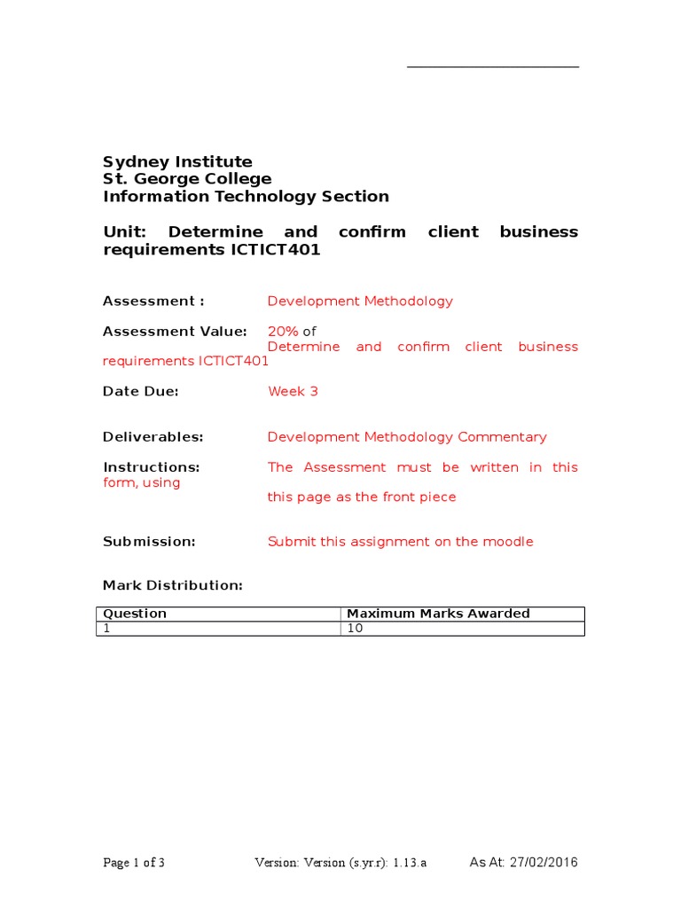Development Methodology Assignment | PDF | Software Development Process ...