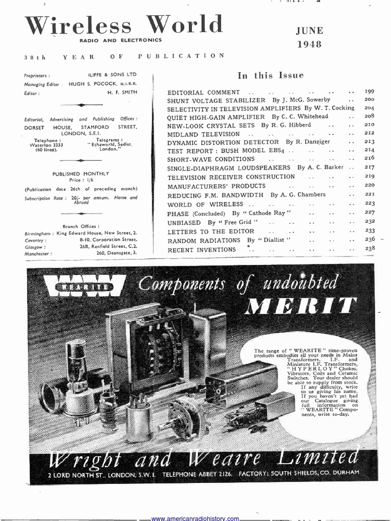 Wireless World 1948 06 | PDF | Amplifier | Vacuum Tube