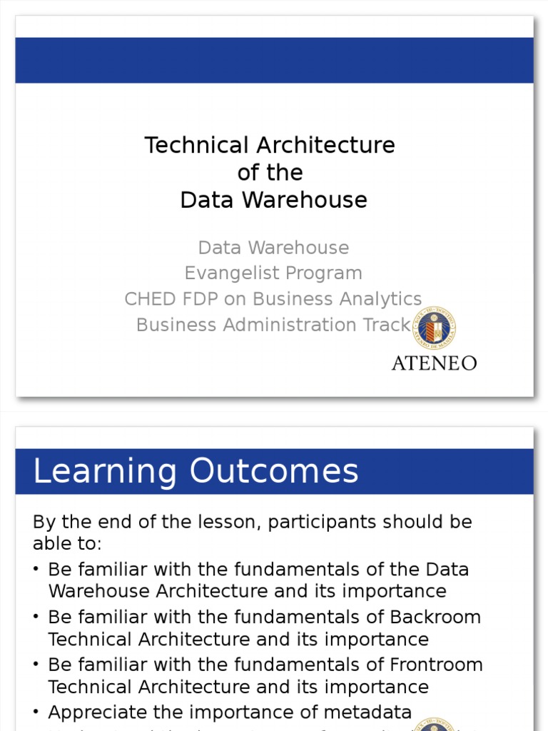 Data Warehouse Technical Architecture | PDF | Data Warehouse | Metadata