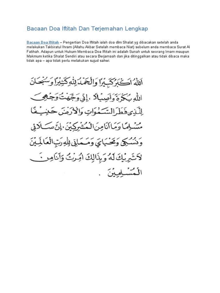 Bacaan Doa Iftitah Pdf
