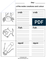 Write The Names of Water Creatures PDF