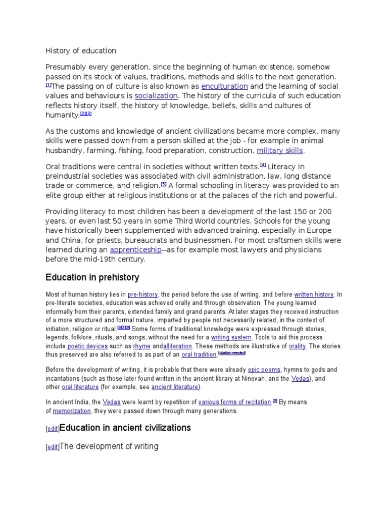 History of Education PDF Vedas Mesopotamia