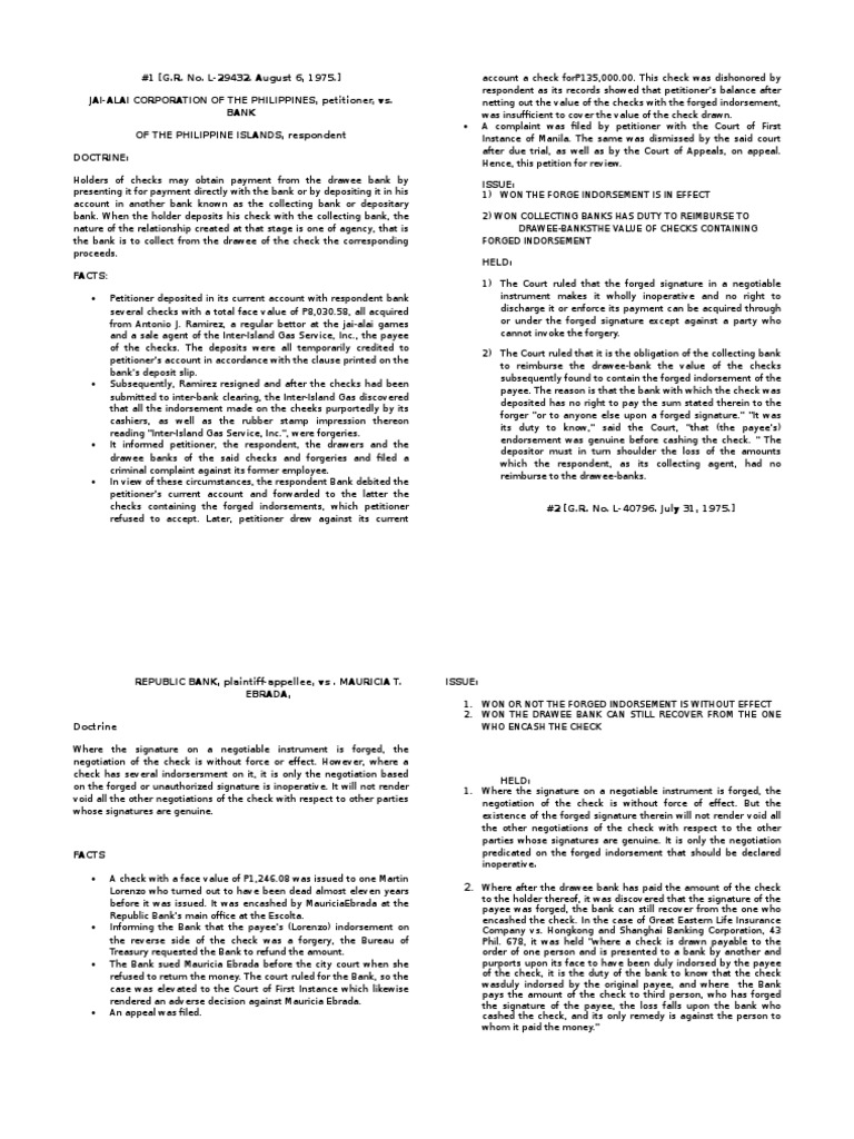 Cases PDF Cheque Negotiable Instrument