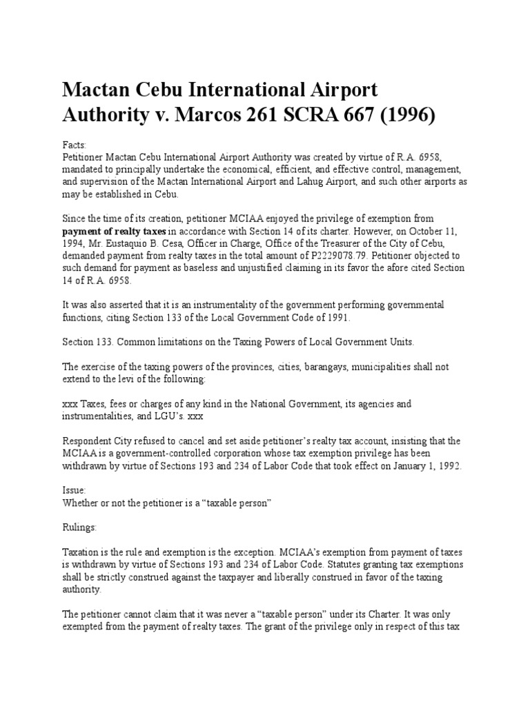 Mactan Cebu International Airport Authority Vs Marcos PDF Legal
