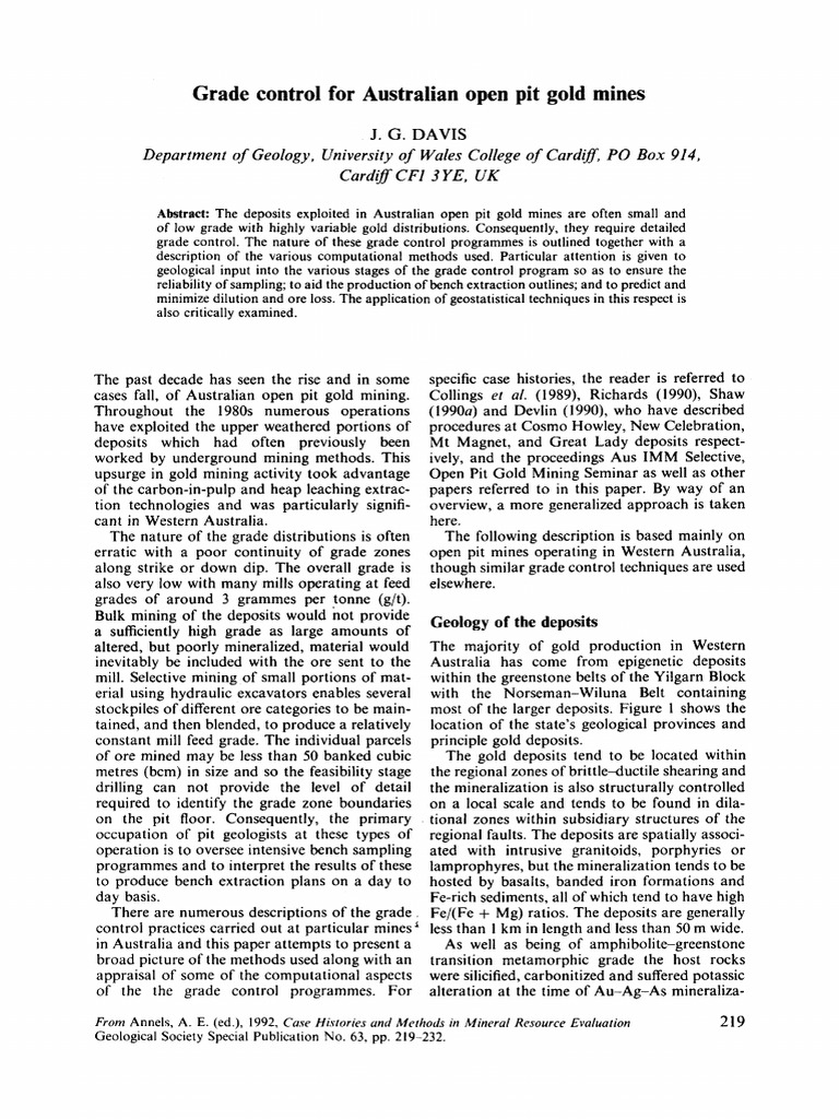 Grade Control in Australian Gold Mining | PDF | Mining | Geology